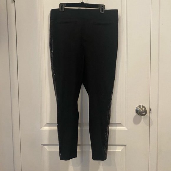 Spanx Perfect Black Pant with Sequin Tuxedo stripe - Picture 8 of 9